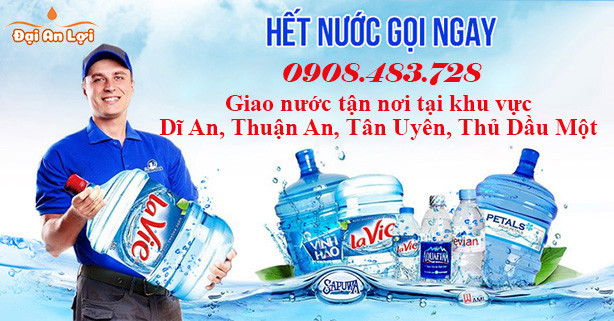 Giao nước uống đóng bình tận nhà tại Thuận An, Dĩ An, Tân Uyên, Thủ Dầu Một